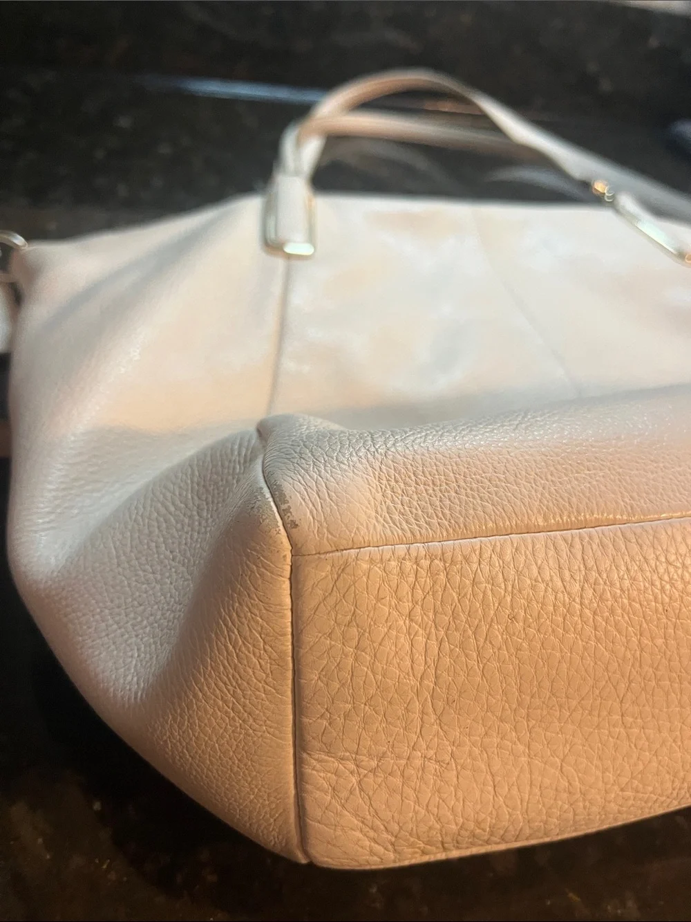 Coach White Pebbled Leather Tote with Removable Strap